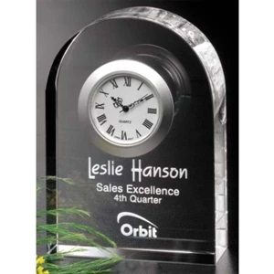 Rutledge Clock Gallery - Optical Crystal Clock Award 3 1/8" X 4 1/2" X 1 1/4"