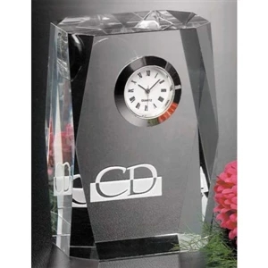 Dunbar Clock Gallery - Optical Crystal Award With Clock 2 3/8" X 3 1/2" X 1 1/2"