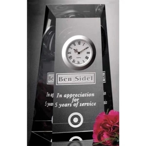 Westchester Clock Gallery - Optical Crystal Award With Clock 4 1/4" X 6 1/2" X 1 3/4"