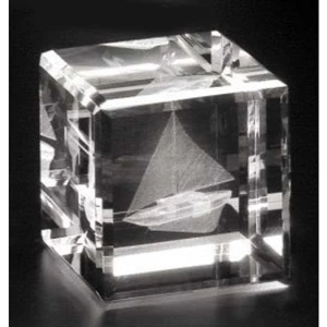 Crystal 3d Gallery - 2 3/8" X 2 3/8" X 2 3/8" - Optical Crystal Cube Award, Square Shape