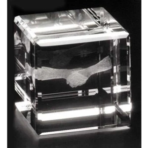 Crystal 3d Gallery - 3" X 3" X 3" - Optical Crystal Cube Award, Square Shape