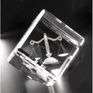 Crystal 3d Gallery - 1 1/2" X 1 1/2" X 1 1/2" - Optical Crystal Award With A Cut In The Corner