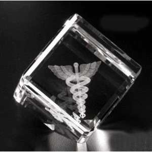 Crystal 3d Gallery - 2 3/8" X 2 3/8" X 2 3/8" - Optical Crystal Award With A Cut In The Corner