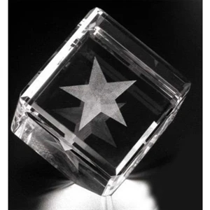 Crystal 3d Gallery - 3" X 3" X 3" - Optical Crystal Award With A Cut In The Corner