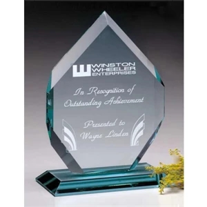 Regal Diamond Jade Gallery - 6" X 9" X 4" - Diamond Shape Award Made With Jade Crystal