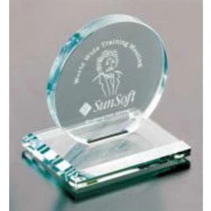 Cromwell Jade Gallery - Circle Award Made With Jade Crystal, 4" X 4 1/2" X 3"