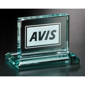 Huntington Jade Gallery - Jade Crystal Rectangle Award, 4" X 3 1/2" X 3"