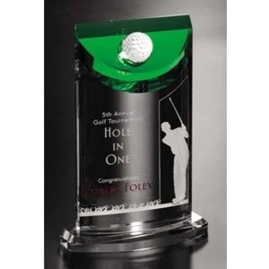 Birdie Sports Gallery - 5 3/4" X 8" X 2 1/4" - Green Optical Crystal Golf Award