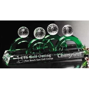 Foresome Sports Gallery - Award Made Of Optical Crystal, 11" X 3 1/2" X 2 1/2"