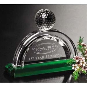 Pebble Beach Sports Gallery - Award Made Of Optical Crystal, 6" X 4 1/2" X 2"