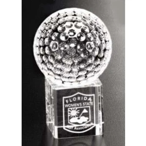 Stratus Sports Gallery - 1" X 1 1/4" - Optical Crystal Golf Ball Award With Base