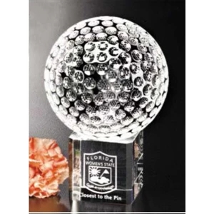 Stratus Sports Gallery - 1 1/8" X 1 1/4" - Optical Crystal Golf Ball Award With Base