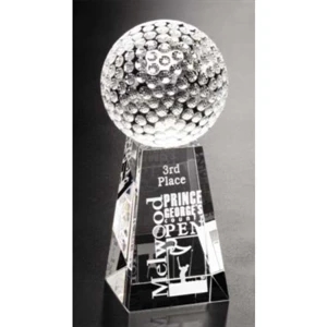 Sports Gallery - Optical Crystal Golf Award With Base Of 2 1/2" X 4" X 2 1/2"