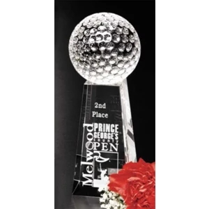 Sports Gallery - Optical Crystal Golf Award With Base Of 2 1/2" X 5" X 2 1/2"