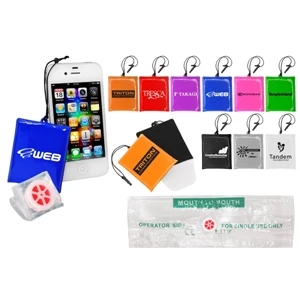 40 Working Days - Cell Phone Cleaning Pouch With Velvet Pad And Single Use Cpr Shield