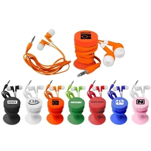 40 Working Days - Portable Silicone Cell Phone Stand And Ear Bud Holder. Color-coordinated Ear Buds