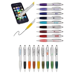 Curves - 40 Working Days - Pen With Stylus And Ergonomic Comfort Grip And Slotted Pocket Clip. 18 Colors