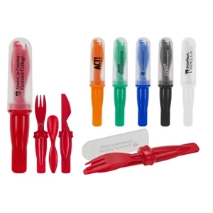 1 Working Day - 3-piece Knife, Fork And Spoon Set With Clear Plastic Cover. 6 Colors