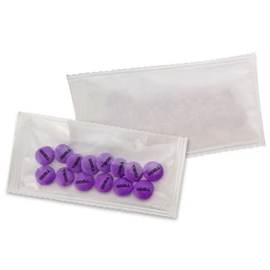 1/2 Oz. Bag Filled With Printed Candy Coated Chocolate Mints. White And Clear Bag