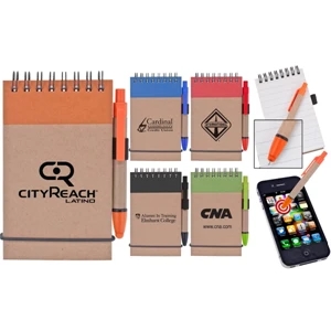 40 Working Days - Color Accented Recycled Notebook With Recycled Paper Ballpoint Pen And Stylus