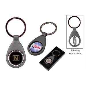 40 Working Days - Teardrop-shaped Metal Keychain With Spinning Centerpiece And Split Keyring