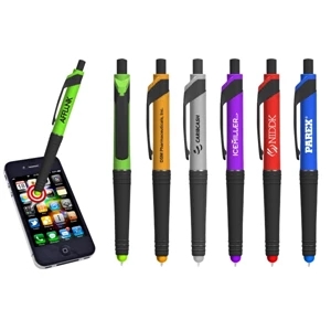 Copa - 3 Working Days - Retractable Ballpoint Pen With Matching Color Stylus Tip. Black Grip, Clip, Plunger