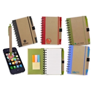 40 Working Days - Spiral Bound Notebook Made Of Recycled Paper. Sticky Notes, Paper Flags, Stylus Pen