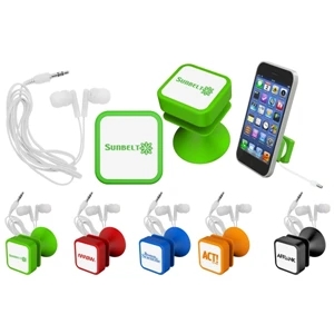 40 Working Days - Portable Silicone And Abs Cell Phone Stand & Ear Bud Holder. Ear-buds Included