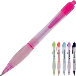 Neon - 40 Working Days - Frosted Pen With Comfort Rubber Grip. 6 Color Choices. 5.25" L