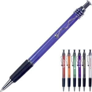 40 Working Days - Slim Ballpoint Pen With Black Rubber Grip And Silver Spiral Clip. 7 Colors
