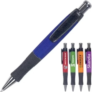 Pro-series - 40 Working Days - Pen With Silver Accents And Plunger. Black Textured Rubber Grip