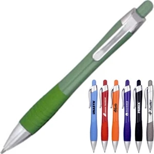Dallas - 40 Working Days - Solid Color, Curvy Pen With Plunger And Rubber Grip. 7 Color Choices