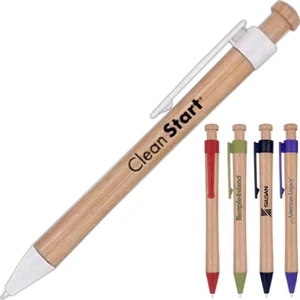 Peoria - 7 Working Days - Brown, Bamboo Pen With Corn Plastic Clip And Trim. Clip And Trim In 5 Colors