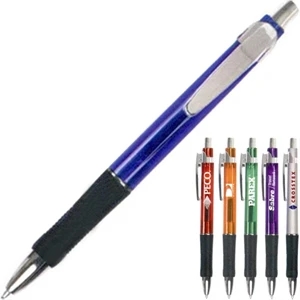 Elite - 40 Working Days - Gel Ink Ballpoint Pen With Silver Accents And Black Rubberized Grip. 6 Colors