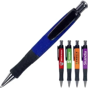 Pro-series - 7 Working Days - Gel Ink Ballpoint Pen With Silver Accents And Plunger. Black Textured Rubber Grip