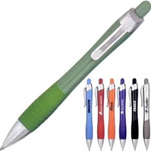 Fort Worth - 7 Working Days - Gel Ink Pen With Curvy, Solid Color Body, Rubber Grip And Colored Plunger