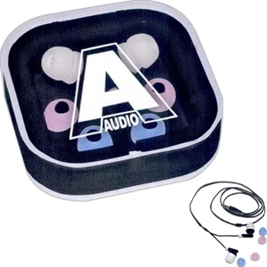 3 Working Days - Ear Bud Headphones In A Travel Box With Two Additional Plastic Bud Covers