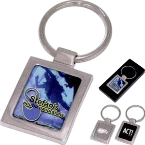 Nouveau - 40 Working Days - Mirrored Silver Split Keyring With Black Or Matte Silver Inlay. Free Gift Box