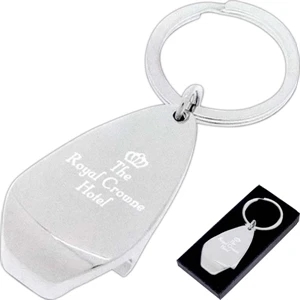 7 Working Days - Mirrored Silver, Chrome Bottle Opener With Split Keyring. Free Gift Box