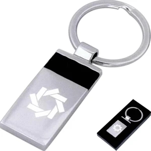 40 Working Days - Classy Rectangle Keychain. Mirrored Silver With Black Trim. Free Gift Box