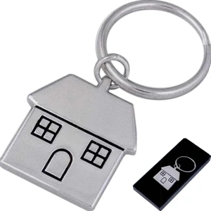 40 Working Days - House-shaped, Polished Metal Keychain With Windows And Door Details In Black