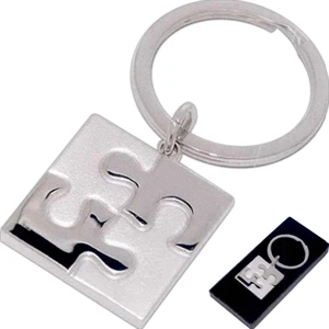 40 Working Days - Silver, Metal Two Tone Puzzle Piece Keyring. Laser Engraving And Gift Box Included