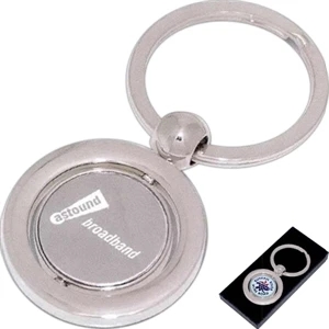 40 Working Days - Round, Silver, Metal Keychain With Spinning Centerpiece And Split Keyring. Gift Box