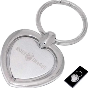 40 Working Days - Metal Keychain With Spinning Heart Centerpiece. Laser Engraving Included. Gift Box
