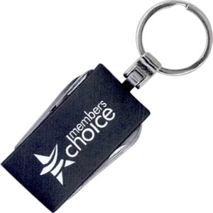 7 Working Days - Black Metal Keychain With Hidden Scissors, Knife, Bottle Opener, Nail File And Tool