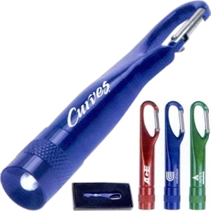 40 Working Days - Metal Led Flashlight With Built-in Carabiner. Batteries And Gift Box Included