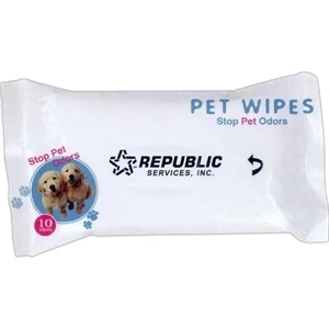 Numpty - 3 Working Days - 10 Disposable Pet Wipes. White With Pre-printed Design