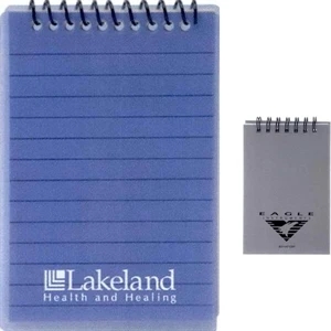 1 Working Day - Top Spiral Bound, Lined Notepad. Colors: Translucent Blue Or Silver