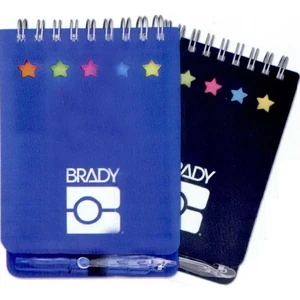 40 Working Days - Small Spiral Bound Notepad With Sticky Notes. Star Die-cuts Show Paper Flag Colors