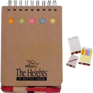 40 Working Days - Recycled Small Spiral Bound Notepad With Sticky Notes And 5 Colors Of Paper Flags